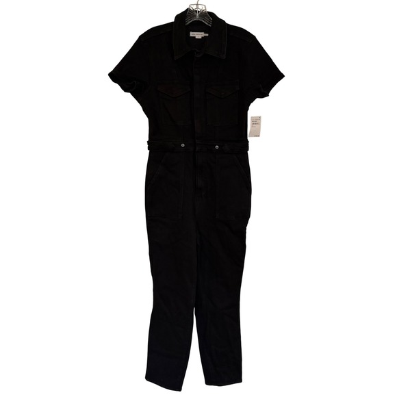 Good American Fit For Success Denim Jumpsuit Women's L Black Stretch Minimalist - Picture 7 of 16